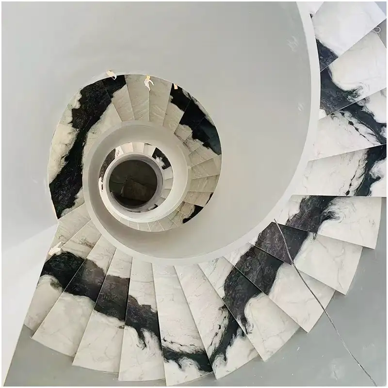Panda-White-Marble-Sprial-Stairs-In-Villas Panda-White-Marble-Sprial-Stairs-In-Villas